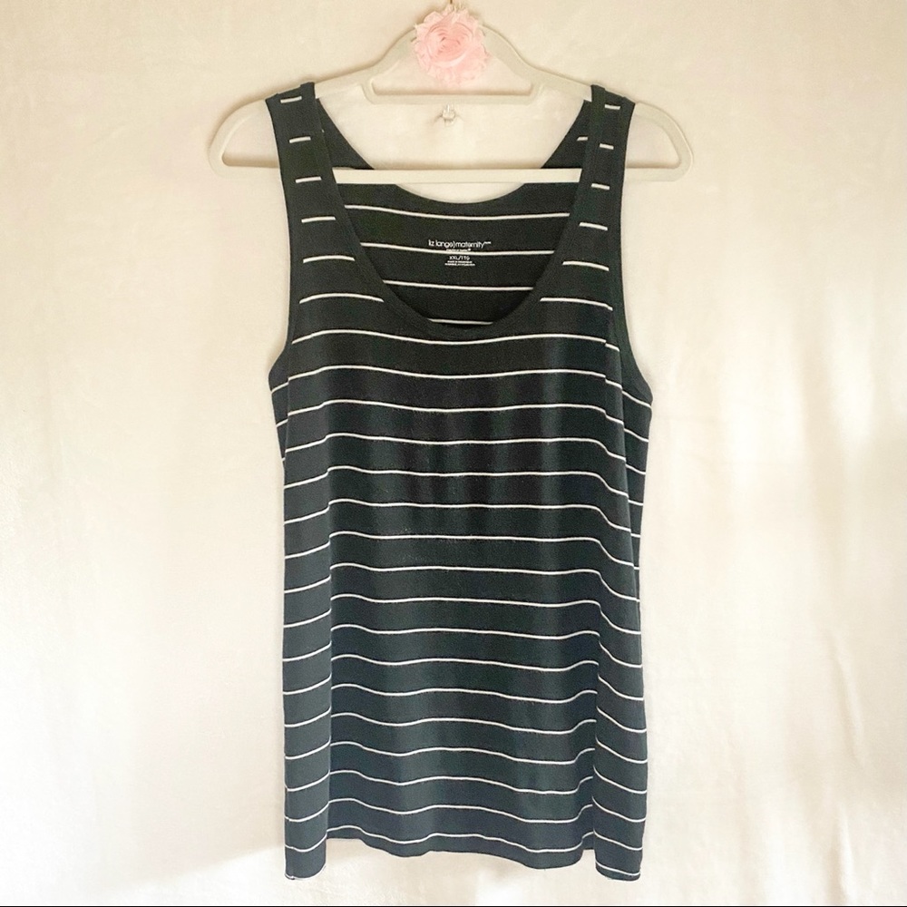 Liz Lange Maternity Tank, Black/White Stripe XXL - CLEARANCE 💰